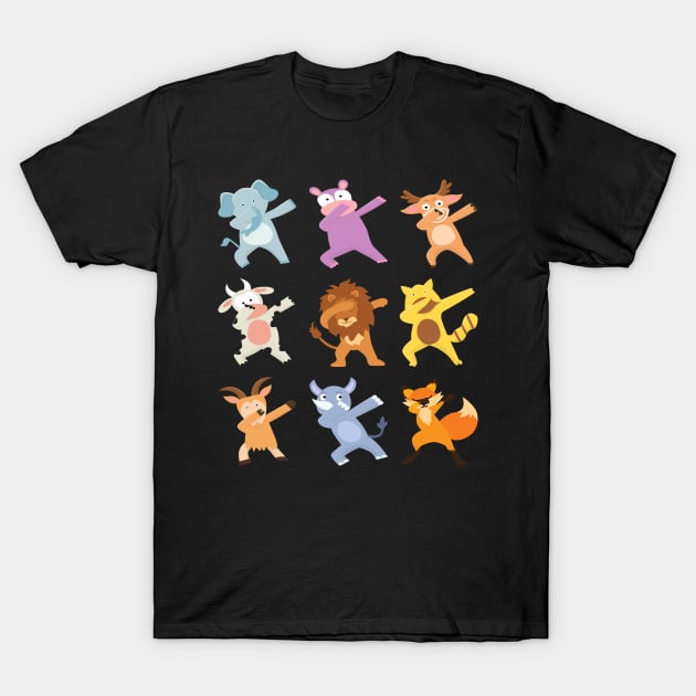 Cute Dabbing Animals T-Shirt by Soft Rain